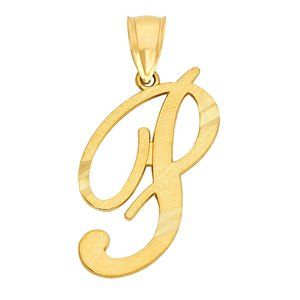 10k Real Solid Gold P Initial Pendant for Necklace - Personalized Letter Jewelry